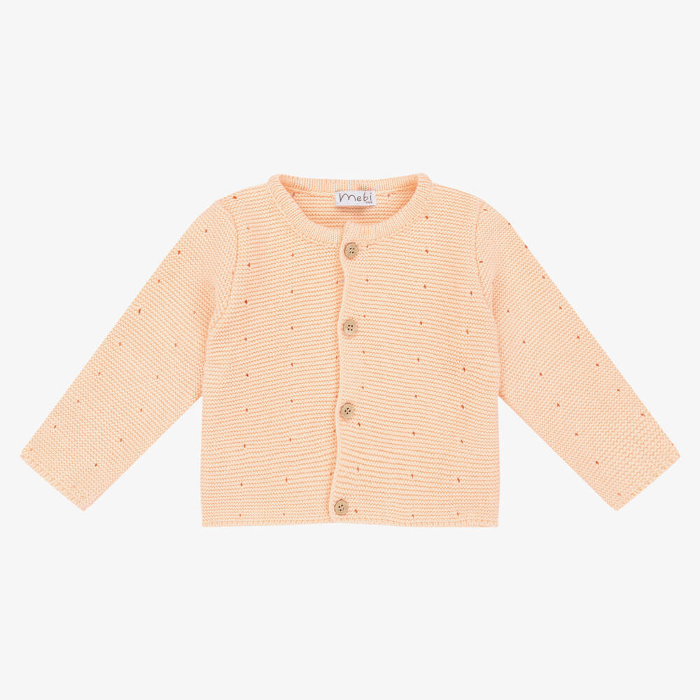 Mebi Baby Girls Orange Cotton Knit Cardigan Childrensalon Outlet