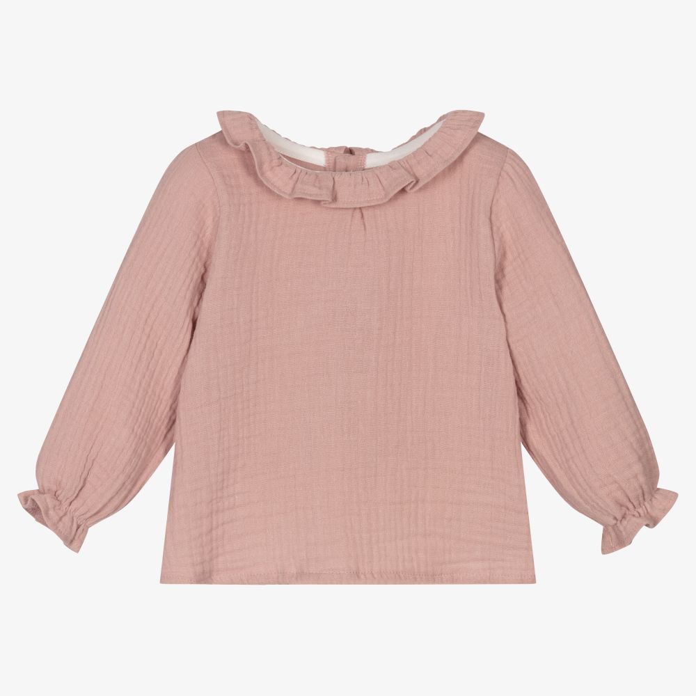 Mebi-Baby Girls Pink Cotton Blouse | Childrensalon Outlet