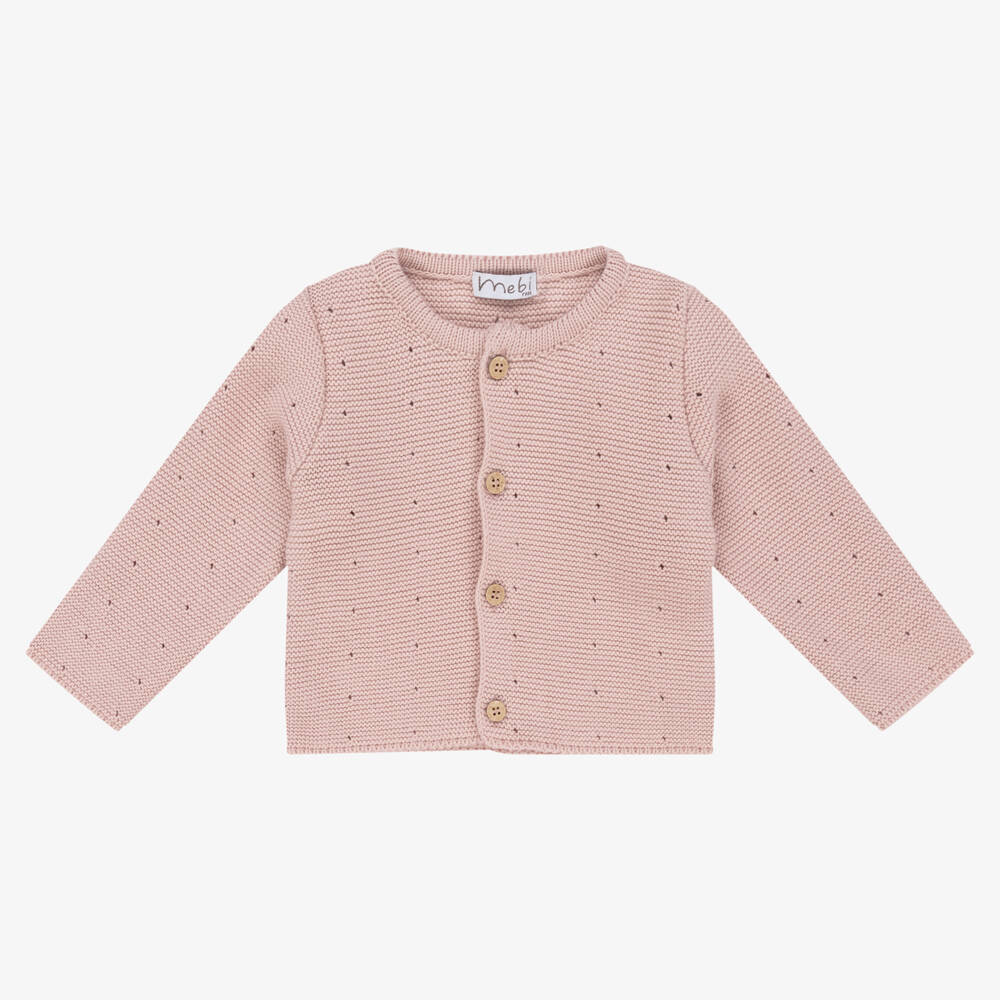 Mebi - Rosa Baumwoll-Strickjacke für Babys | Childrensalon