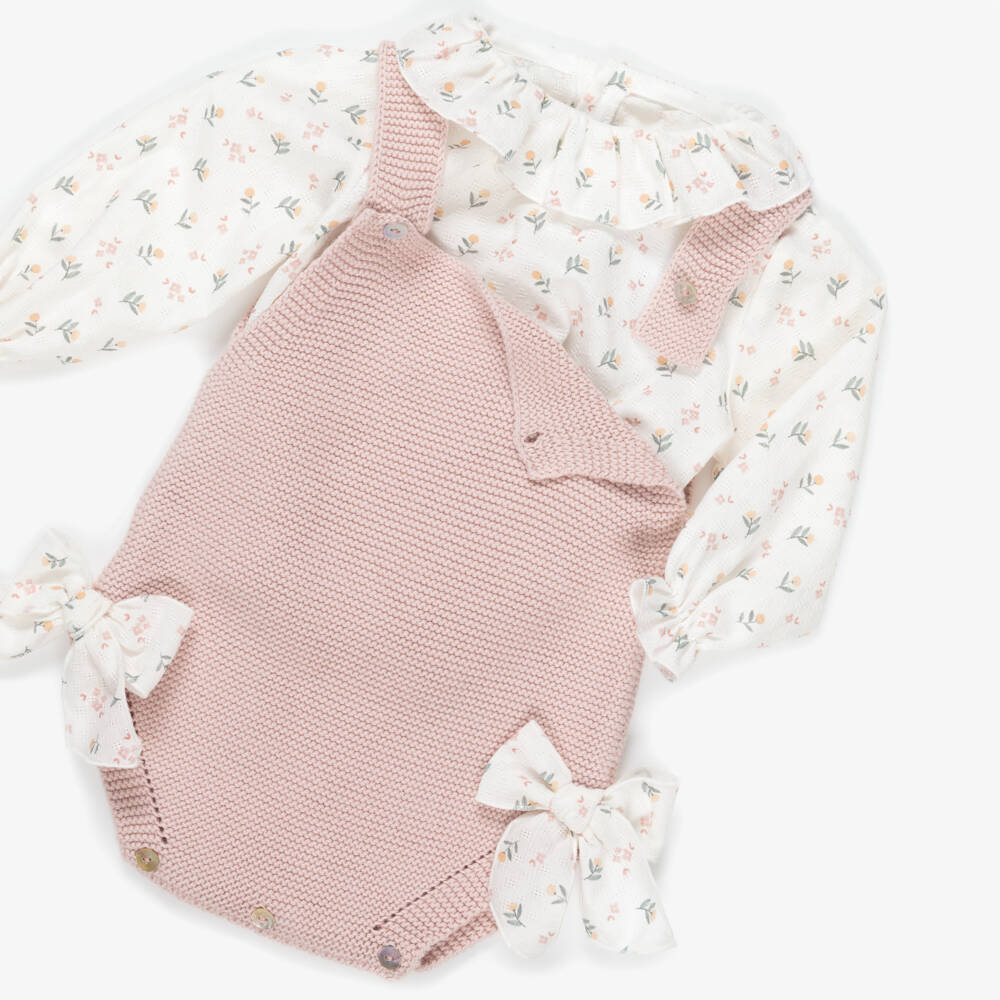 Mebi-Baby Girls Pink Floral Cotton Shortie Set | Childrensalon Outlet