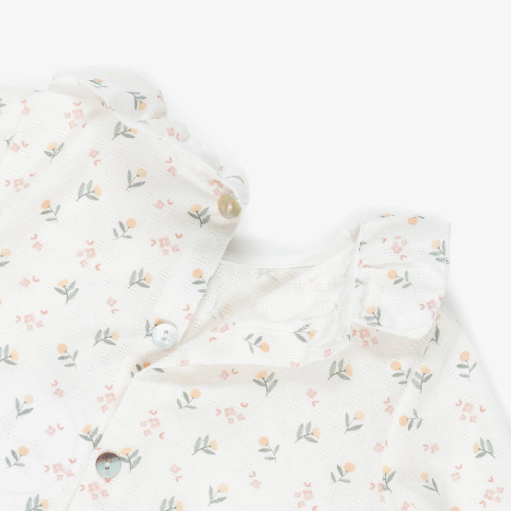 Mebi-Baby Girls Pink Floral Cotton Shortie Set | Childrensalon Outlet