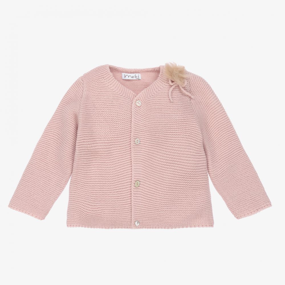Mebi - Baby Girls Pink Knit Cardigan | Childrensalon