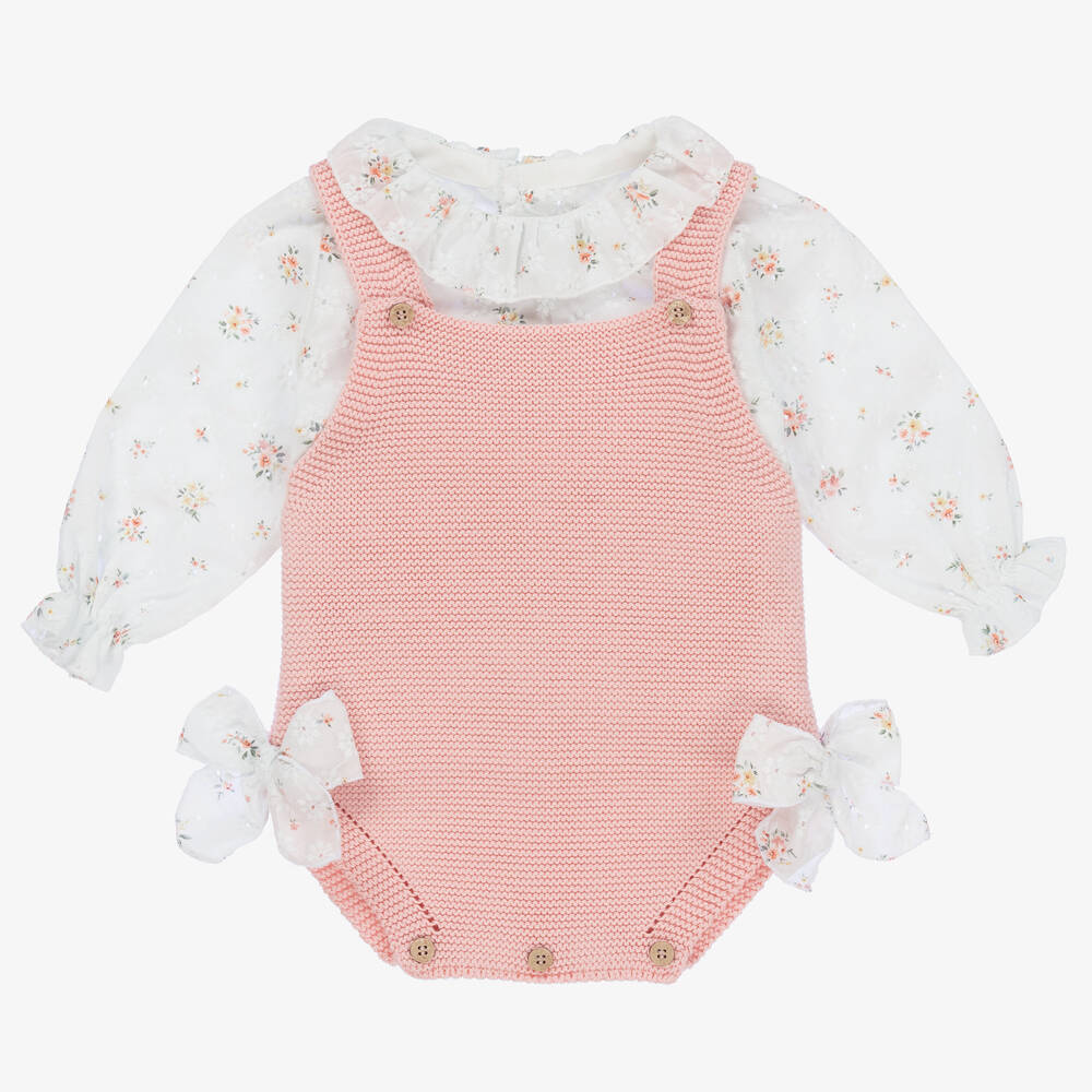 Mebi-Baby Girls Pink Knit Shortie Set | Childrensalon Outlet