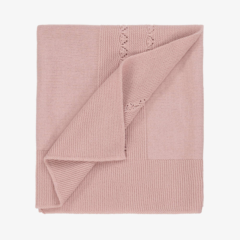 Mebi-Baby Girls Pink Knitted Blanket (93cm) | Childrensalon Outlet