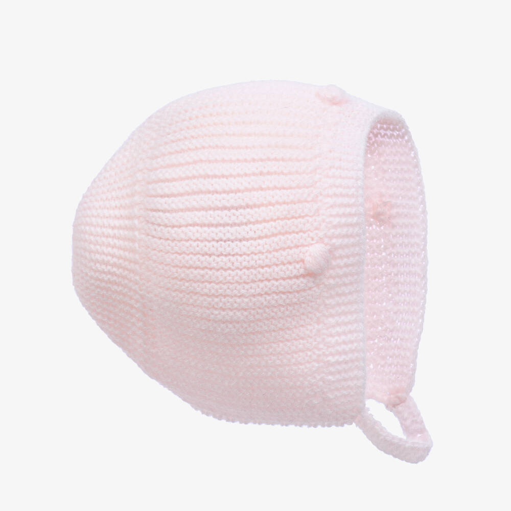 Mebi - Baby Girls Pink Knitted Bonnet | Childrensalon