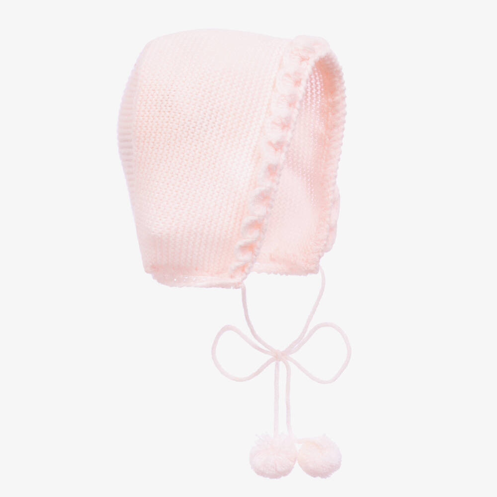 Mebi - Baby Girls Pink Knitted Bonnet | Childrensalon