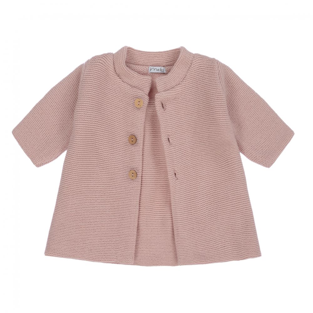 Mebi-Baby Girls Pink Knitted Coat | Childrensalon Outlet