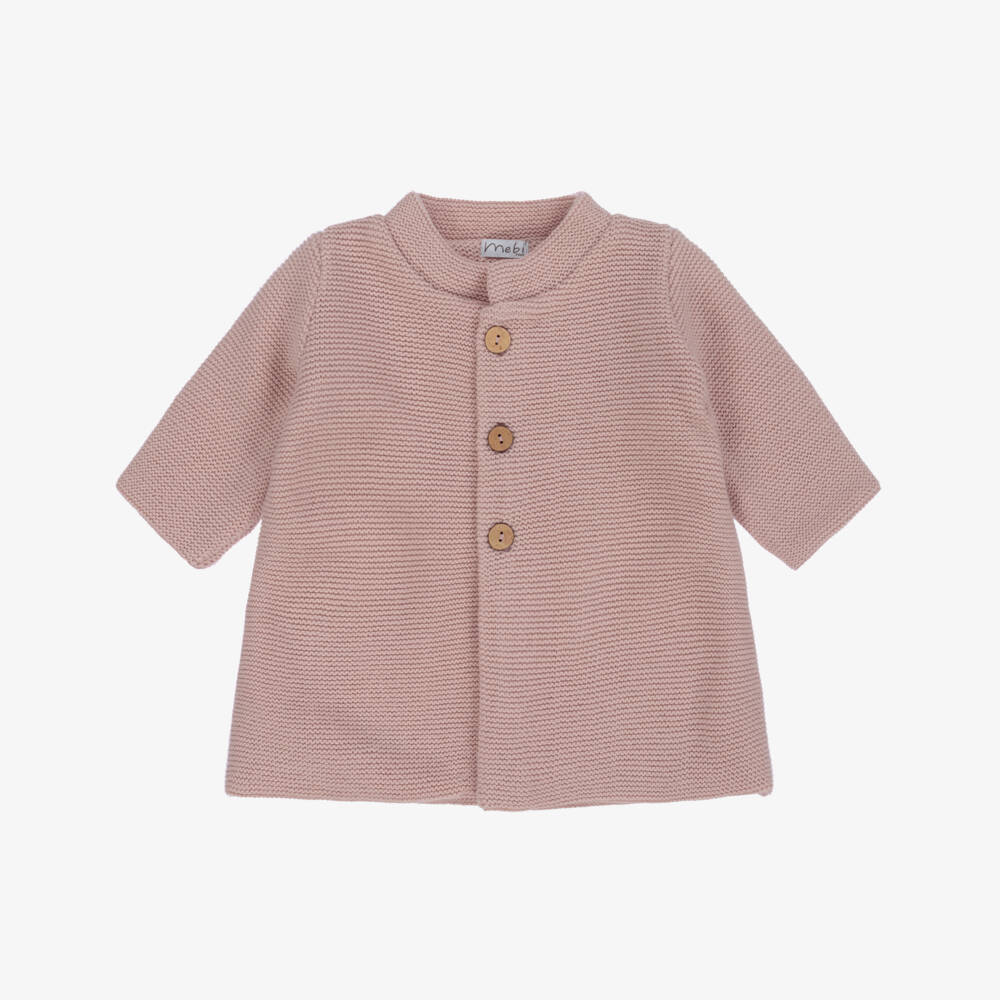 Mebi-Baby Girls Pink Knitted Coat | Childrensalon Outlet