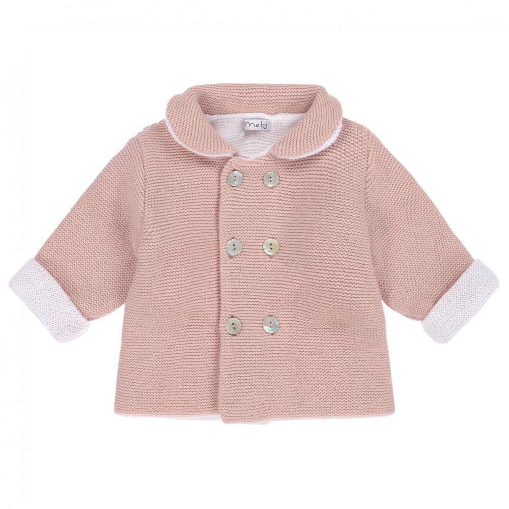 Mebi - Baby Girls Pink Knitted Jacket | Childrensalon