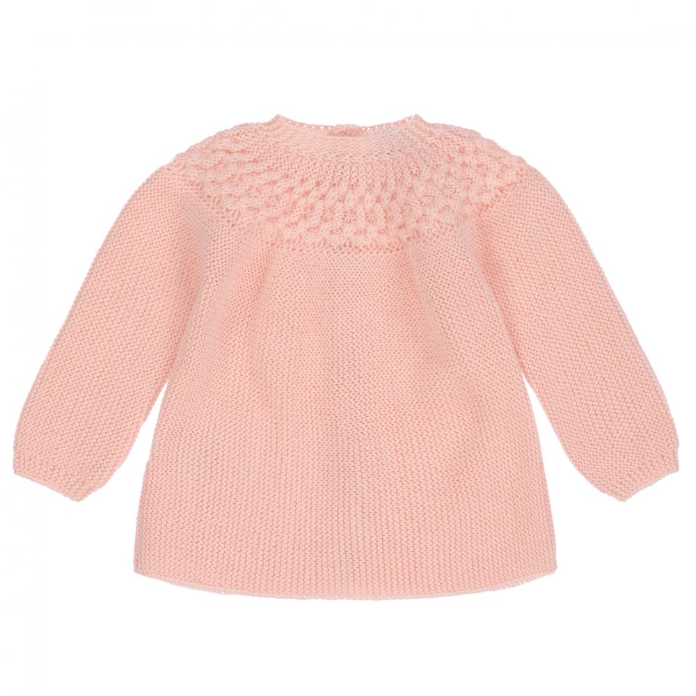 Mebi - Baby Girls Pink Knitted Jumper | Childrensalon