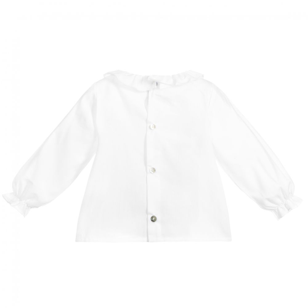 Mebi-Baby Girls White Cotton Blouse | Childrensalon Outlet