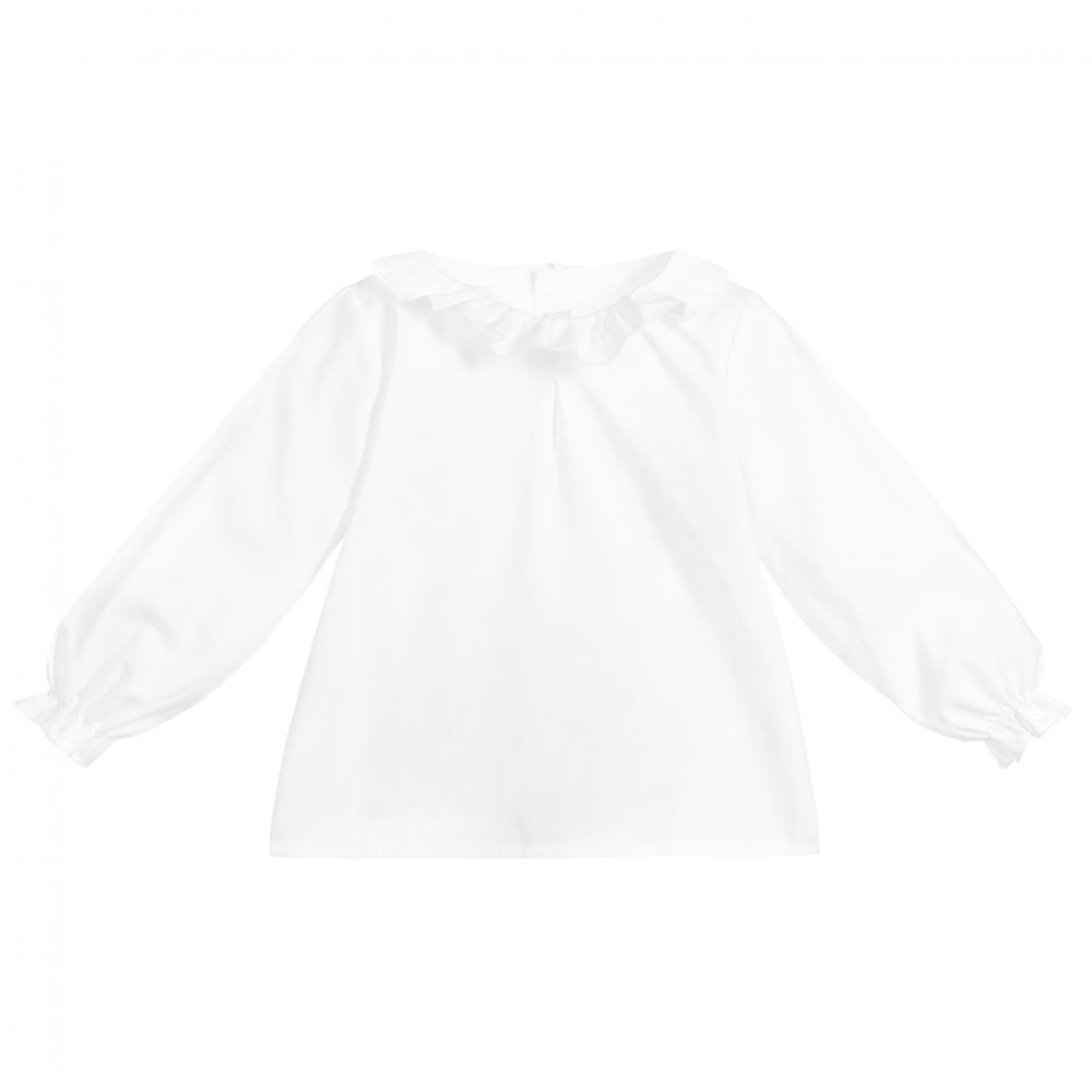 Mebi - Baby Girls White Cotton Blouse | Childrensalon