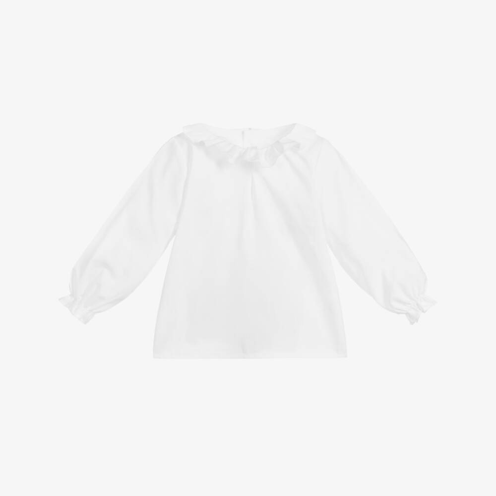 Mebi-Baby Girls White Cotton Blouse | Childrensalon Outlet