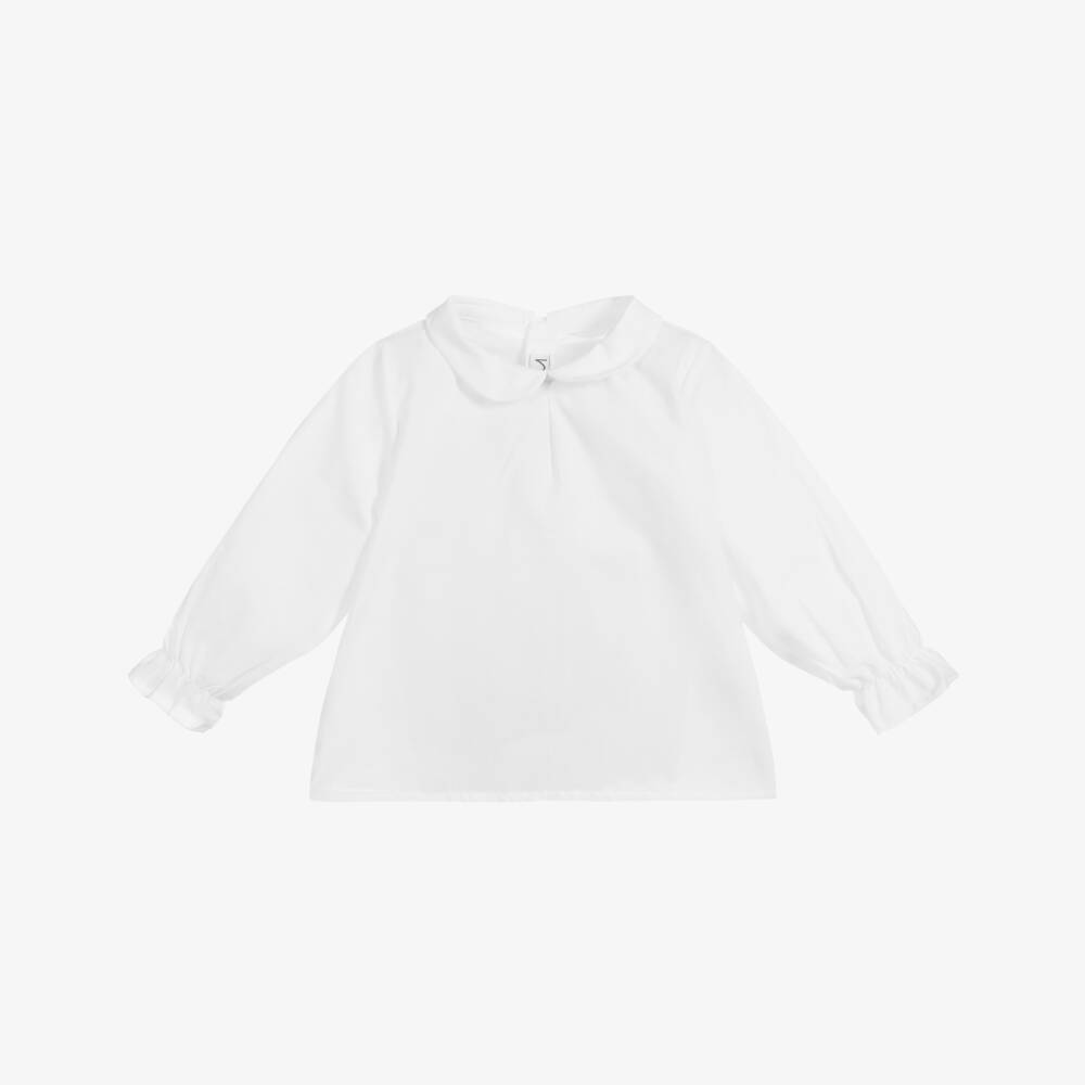 Mebi-Baby Girls White Cotton Blouse | Childrensalon Outlet