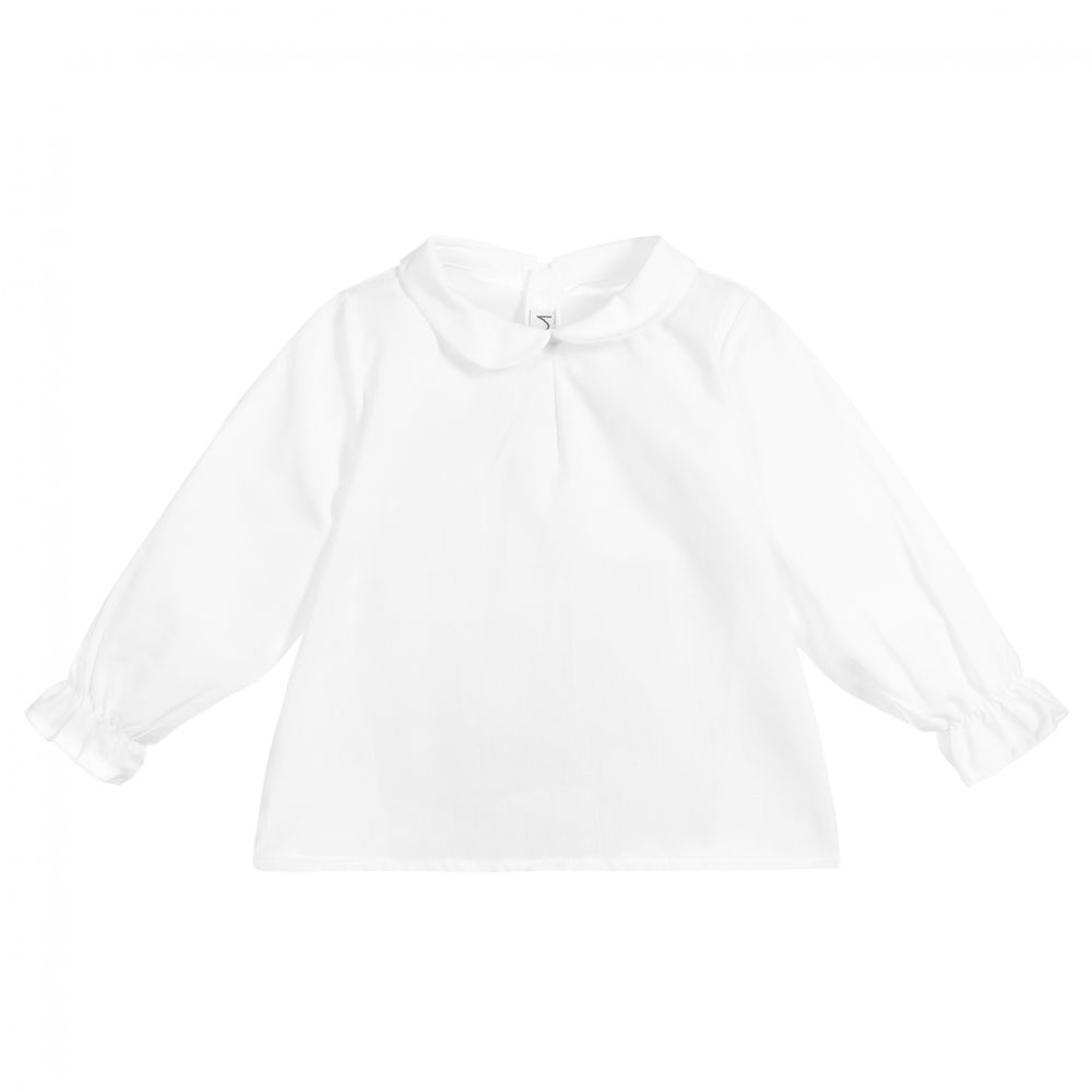 Mebi - Baby Girls White Cotton Blouse | Childrensalon