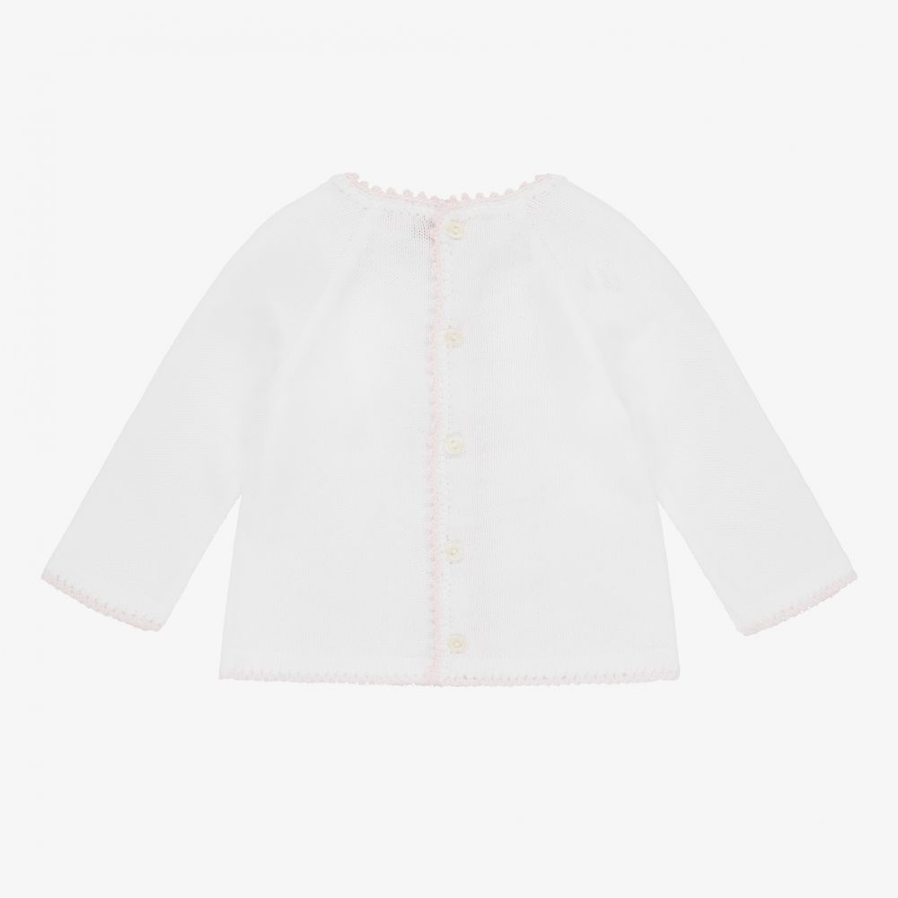Mebi-Baby Girls White Cotton Jumper | Childrensalon Outlet