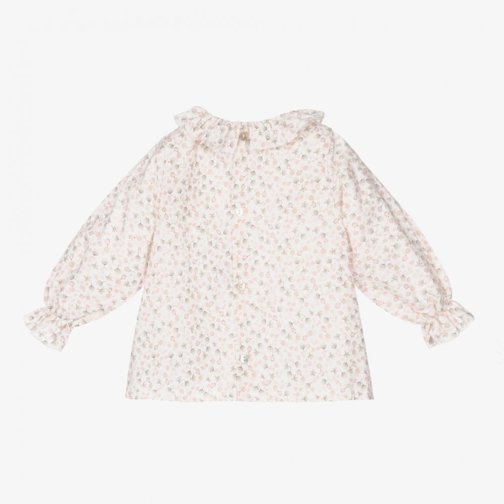 Mebi-Baby Girls White Floral Blouse | Childrensalon Outlet