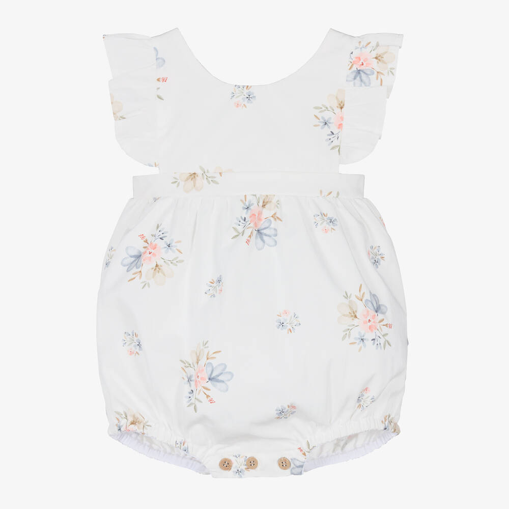 Mebi - Baby Girls White Floral Shortie | Childrensalon