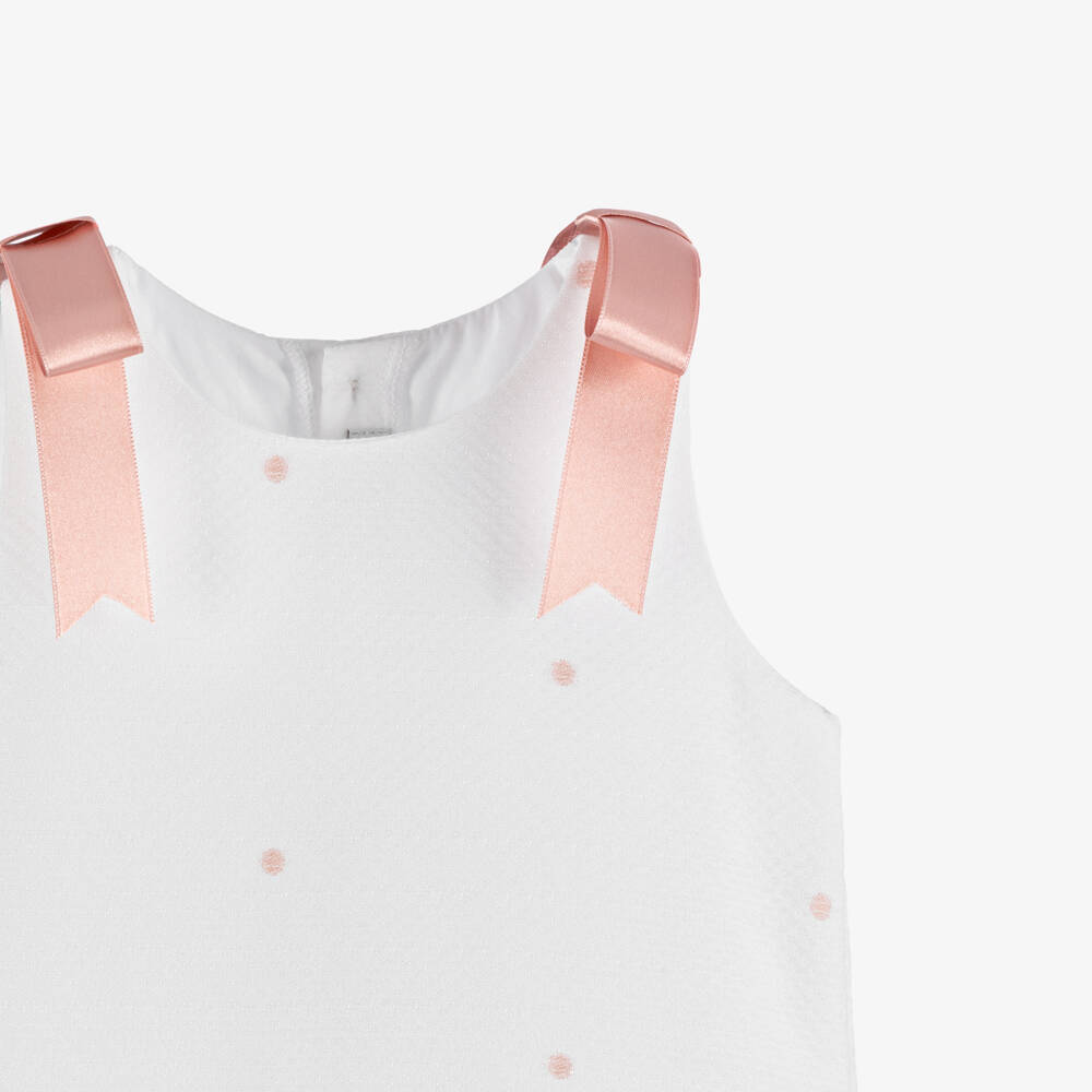 Mebi-Baby Girls White Shortie with Pink Satin Bows | Childrensalon Outlet