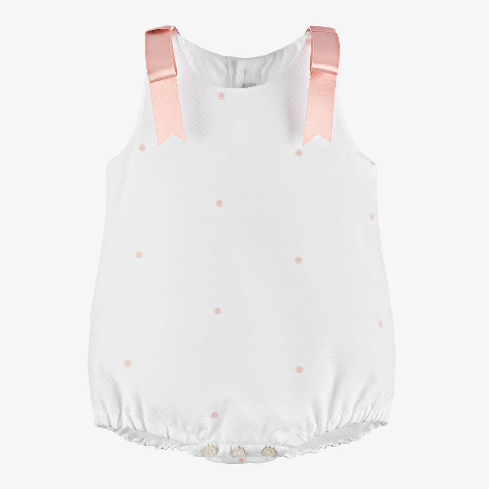 Mebi-Baby Girls White Shortie with Pink Satin Bows | Childrensalon Outlet