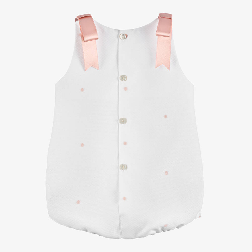 Mebi-Baby Girls White Shortie with Pink Satin Bows | Childrensalon Outlet