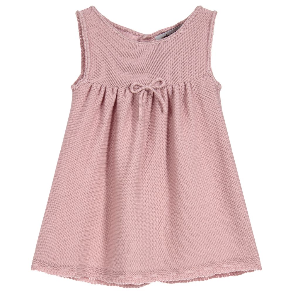 Mebi - Baby Pink Wool Knitted Dress | Childrensalon