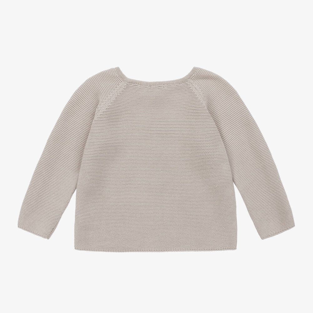 Mebi-Beige Cotton Knit Cardigan | Childrensalon Outlet