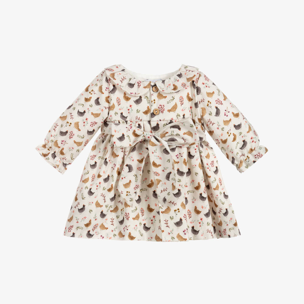 Mebi-فستان و كولون أطفال بناتي قطن لون بيج و رمادي | Childrensalon Outlet