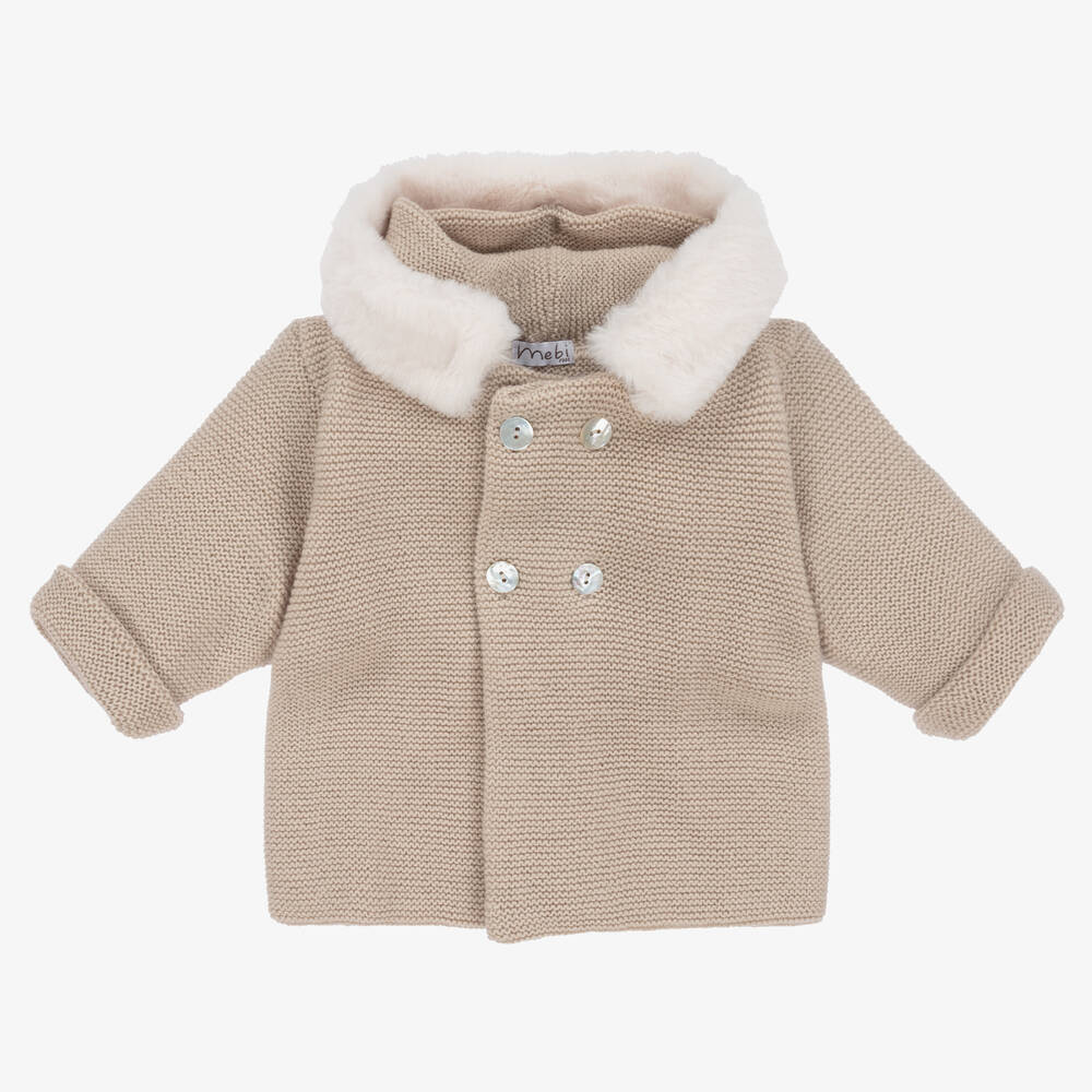 Mebi - Beige Knitted Baby Jacket | Childrensalon