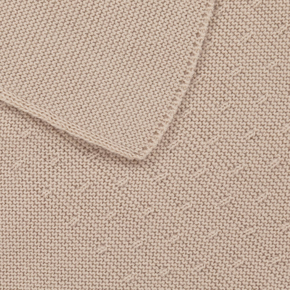 Mebi-Beige Knitted Cotton Baby Blanket (90cm) | Childrensalon Outlet
