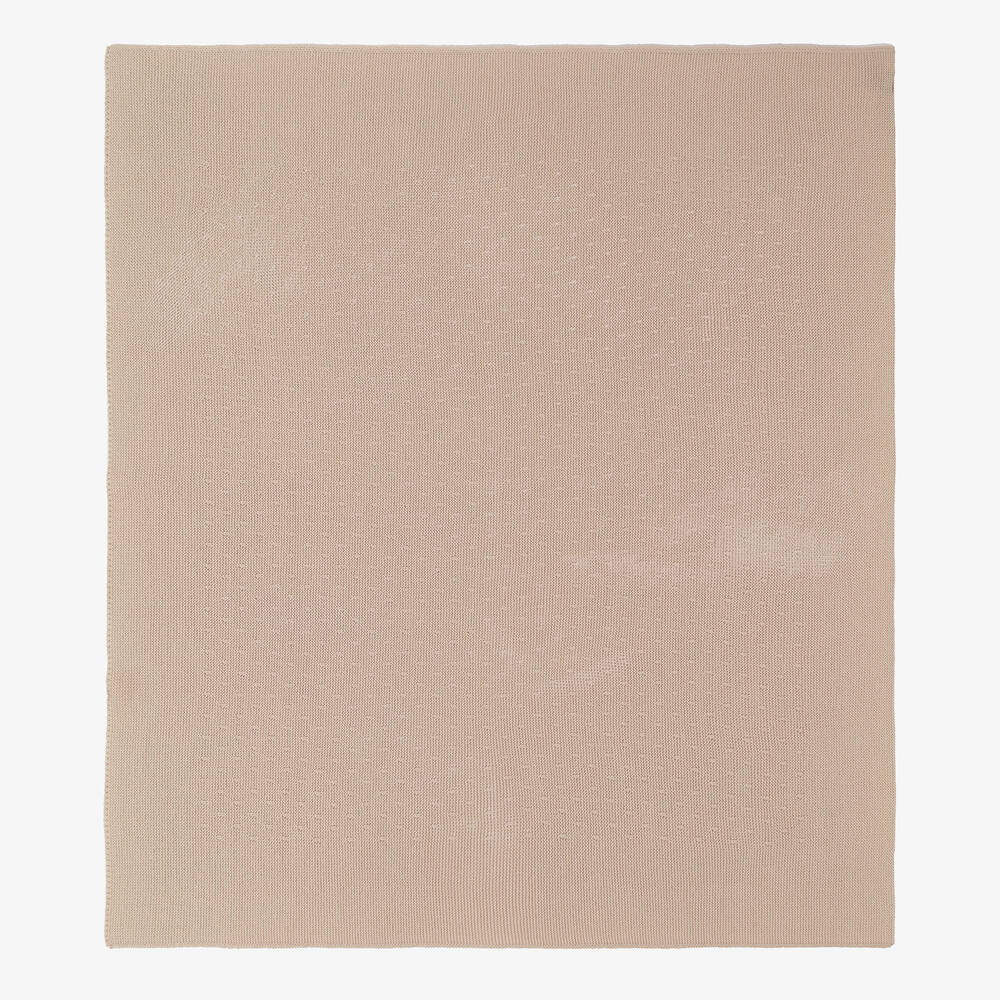 Mebi-Beige Knitted Cotton Baby Blanket (90cm) | Childrensalon Outlet