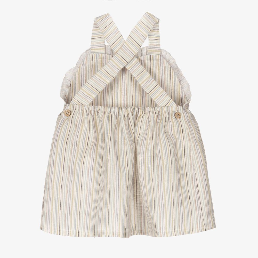 Mebi-Бежевый льняной сарафан | Childrensalon Outlet