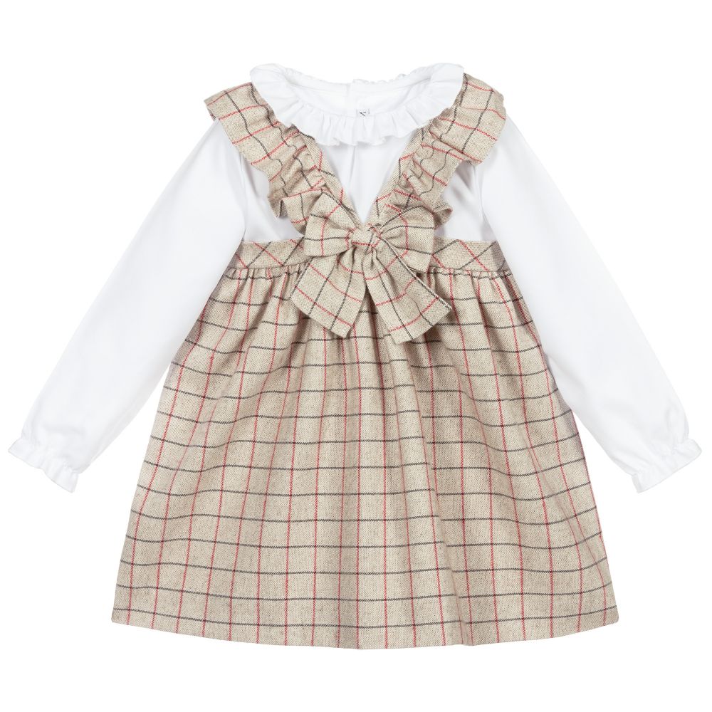 Mebi - Beige & White Dress Set | Childrensalon