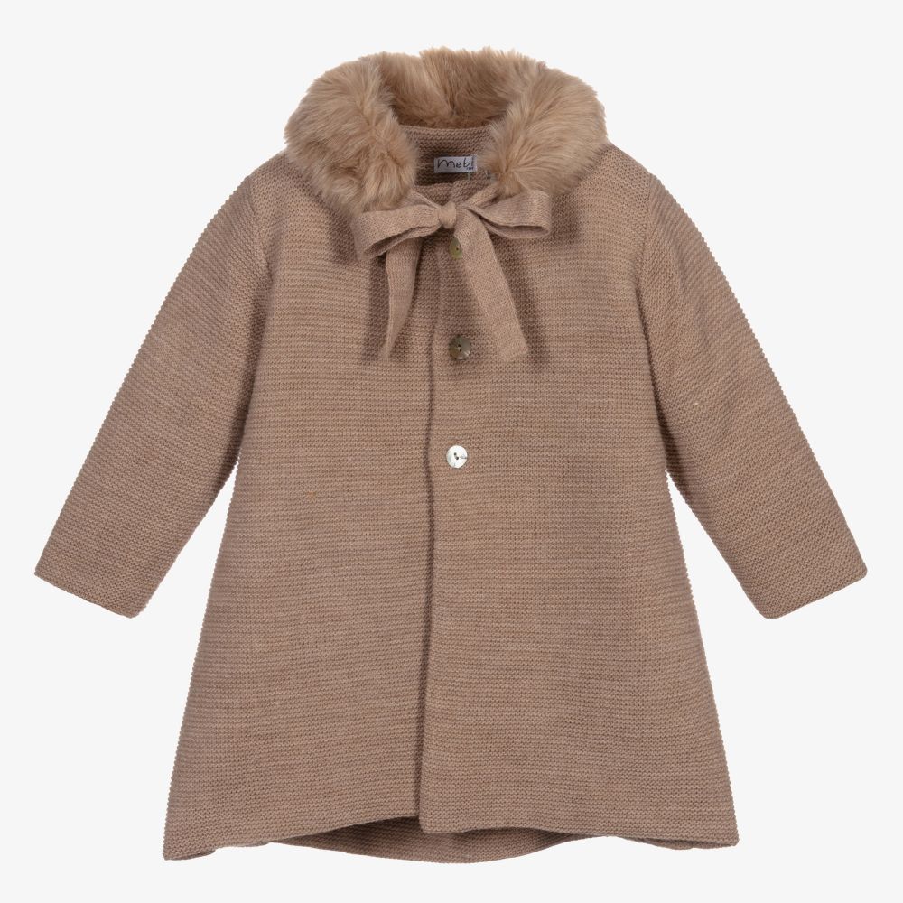 Mebi - Manteau beige laine mélangée | Childrensalon