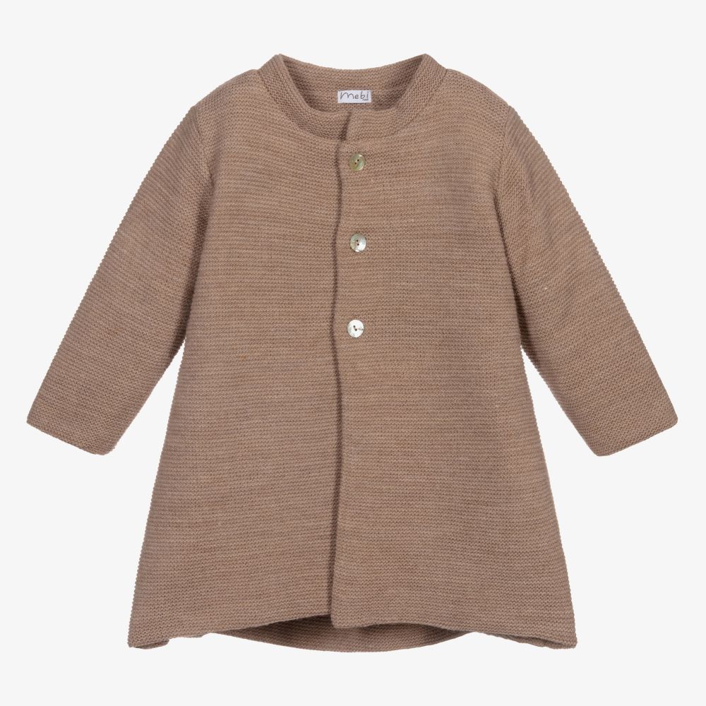 ميبي-معطف مزيج صوف محبوك لون بيج للأطفال | Childrensalon Outlet