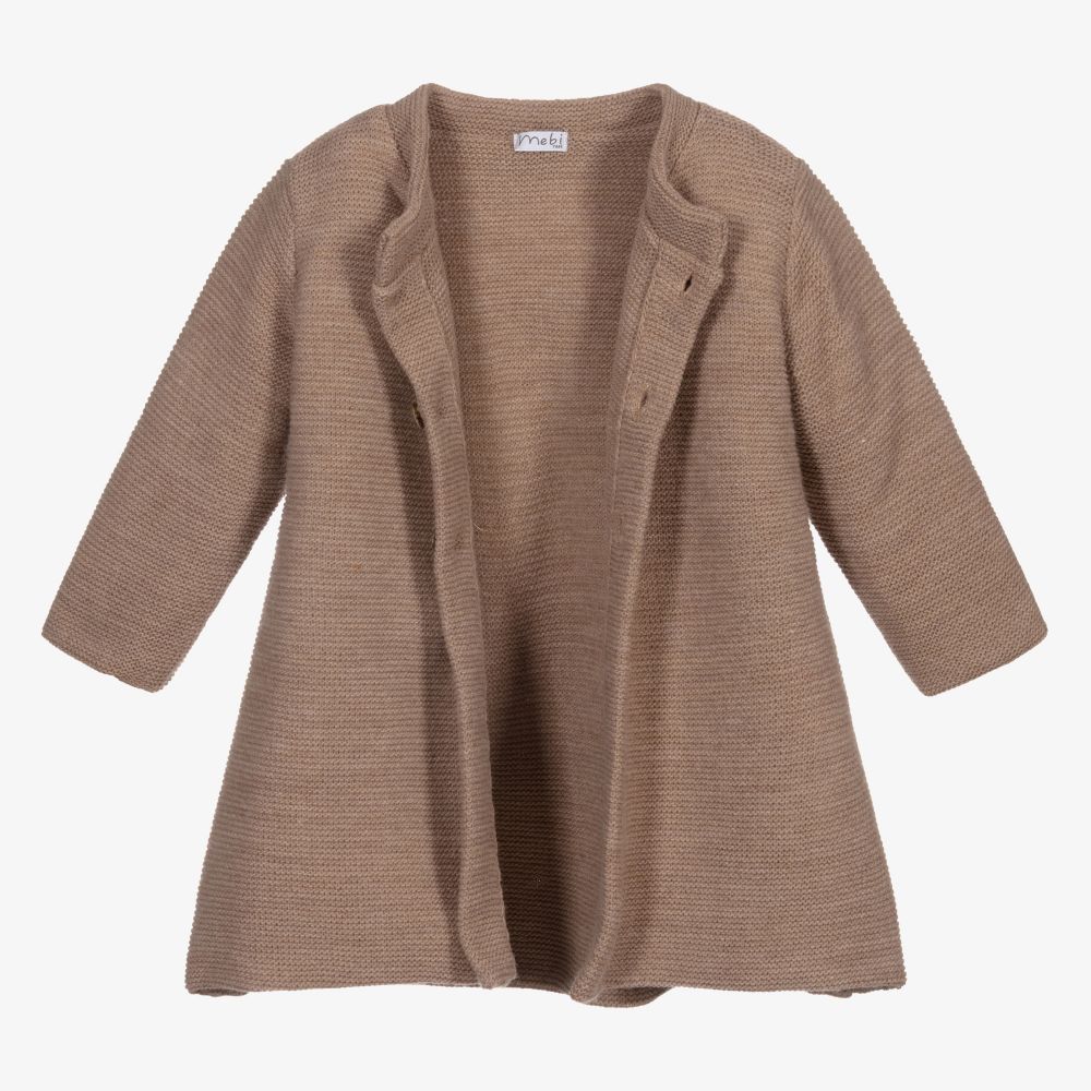 ميبي-معطف مزيج صوف محبوك لون بيج للأطفال | Childrensalon Outlet