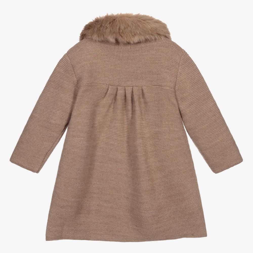 ميبي-معطف مزيج صوف محبوك لون بيج للأطفال | Childrensalon Outlet