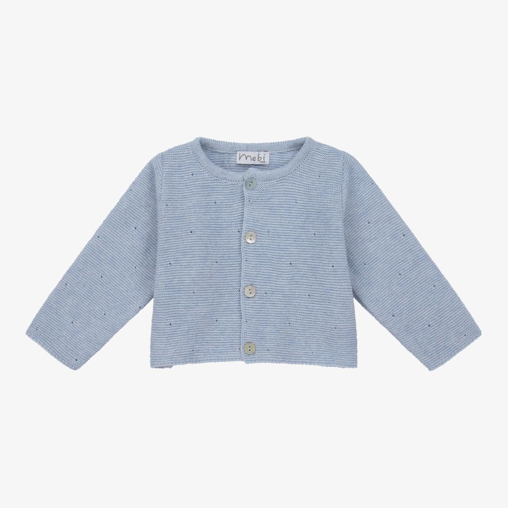 Mebi - Blue Cotton Baby Cardigan | Childrensalon