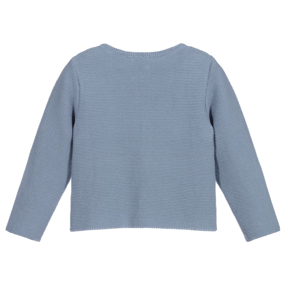 Mebi Blue Cotton Knit Cardigan Childrensalon Outlet