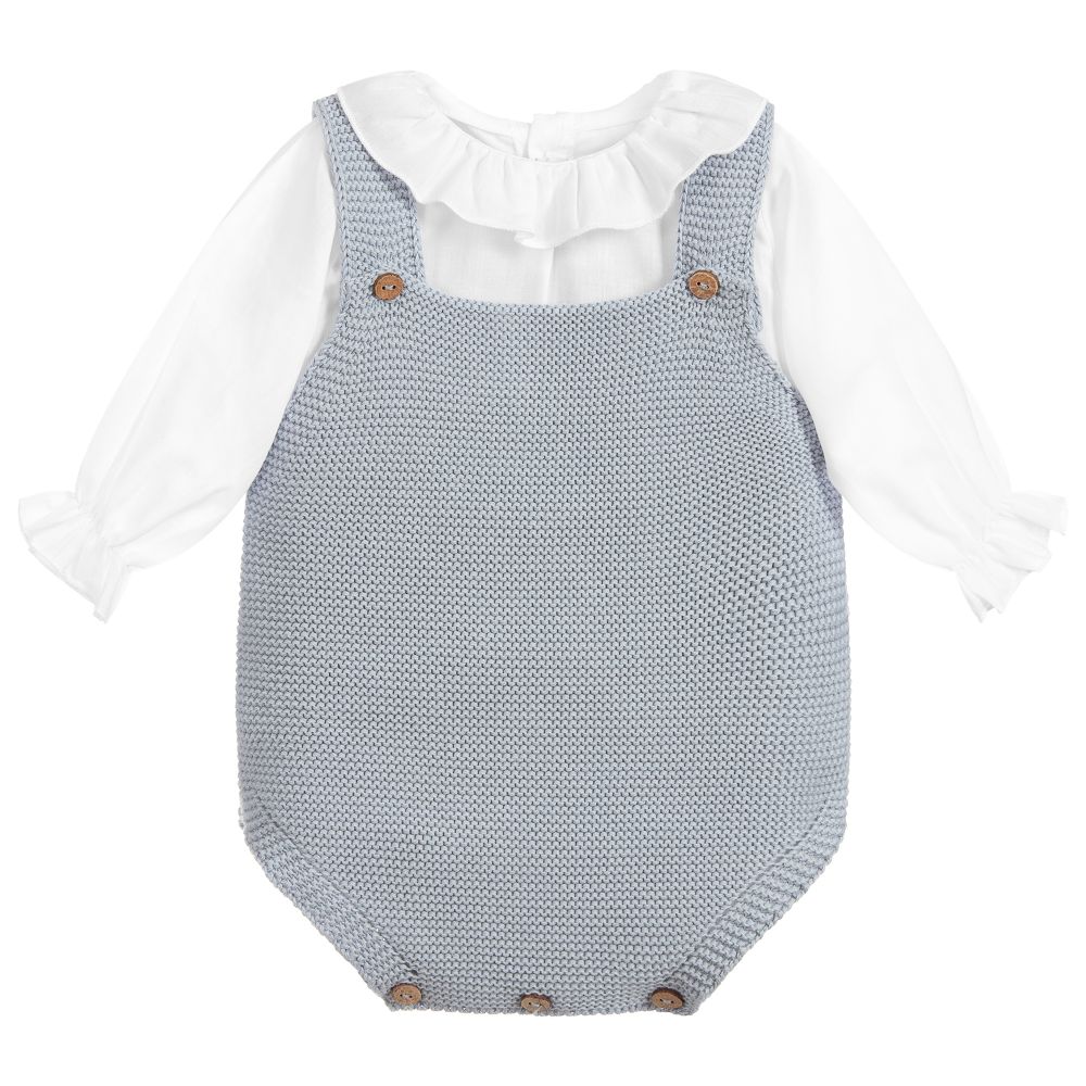 Mebi - Blue Cotton Knit Shortie Set | Childrensalon