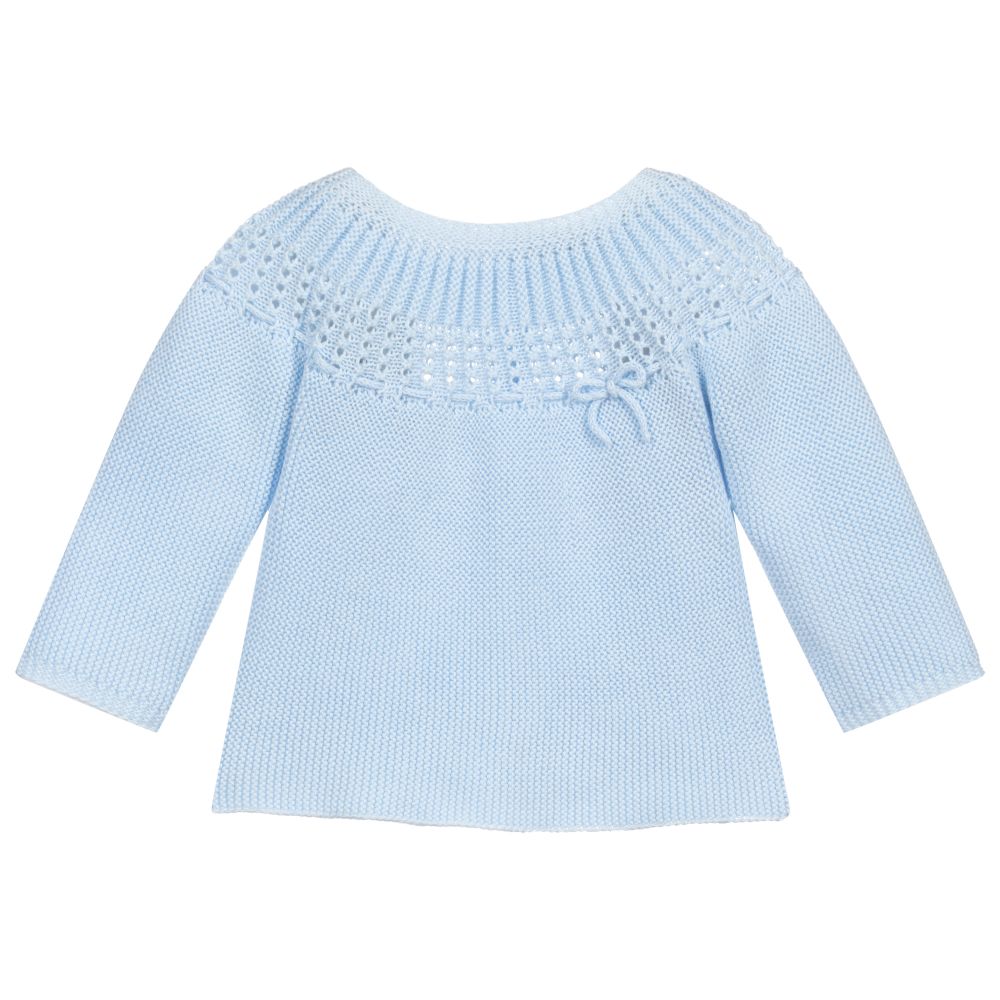 Mebi - Blue Cotton Knitted Sweater | Childrensalon