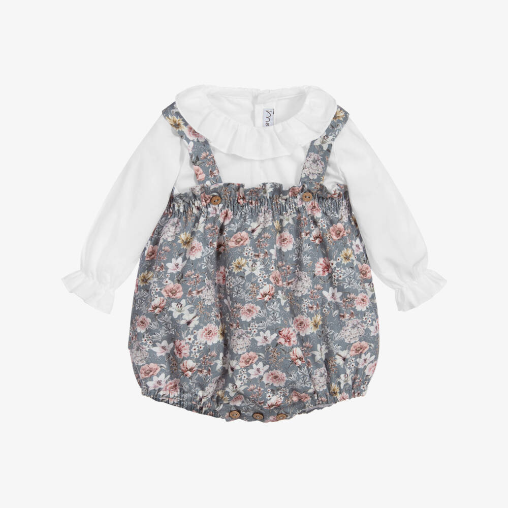 Mebi-Комплект с коротким комбинезоном с цветочным рисунком | Childrensalon Outlet