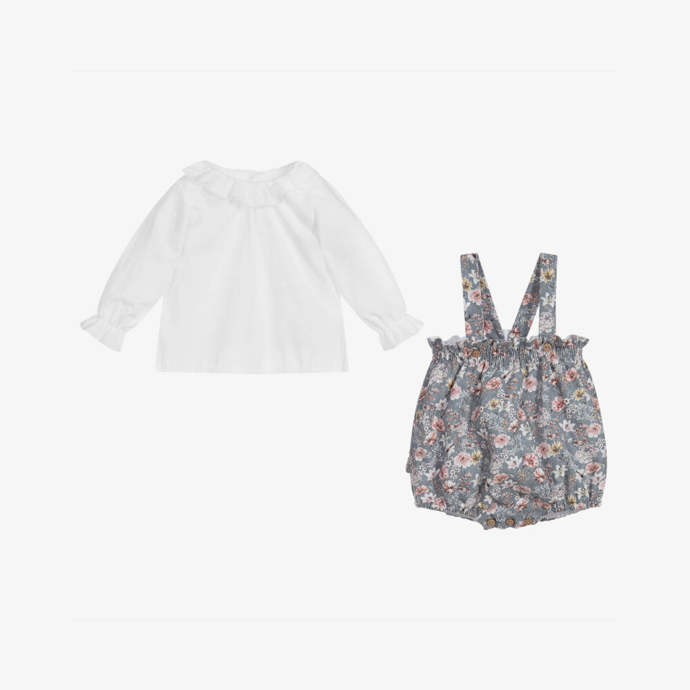 Mebi-Blue Floral Shortie Set | Childrensalon Outlet