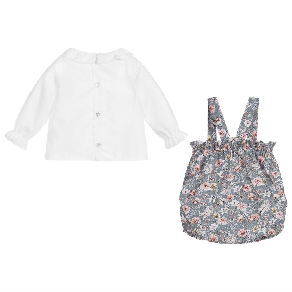 ميبي-تبّان قطن و قميص بوبلين لون أزرق رمادي و أبيض | Childrensalon Outlet