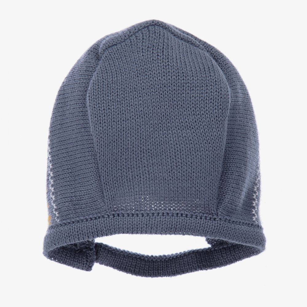 Mebi-Blue Knitted Baby Bonnet | Childrensalon Outlet