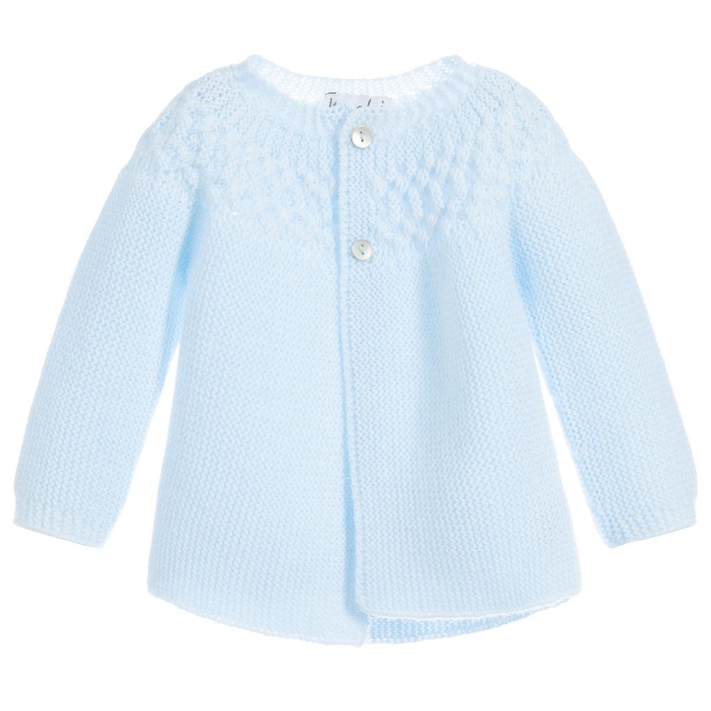 Mebi - Blue Knitted Baby Cardigan | Childrensalon