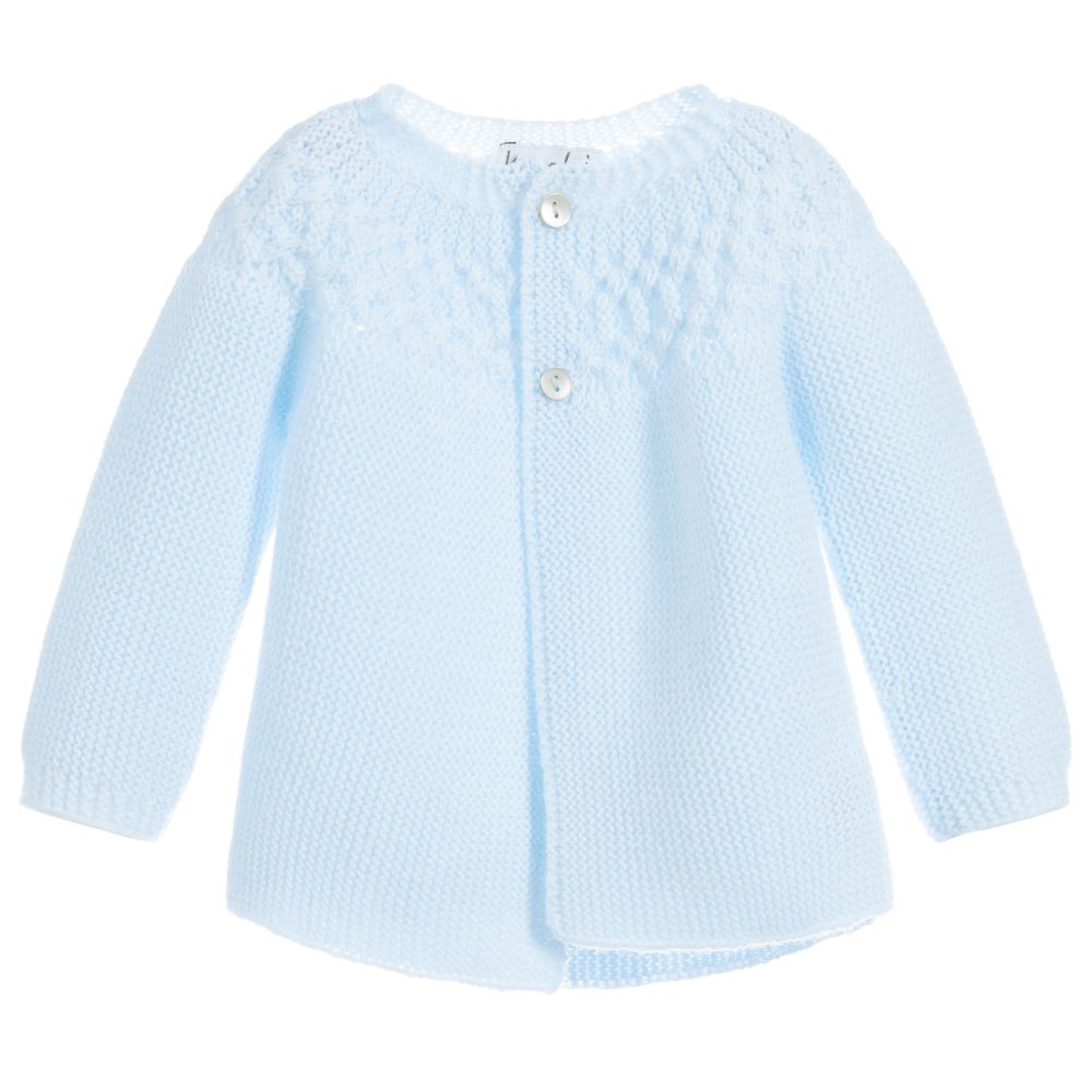blue knitted baby cardigan