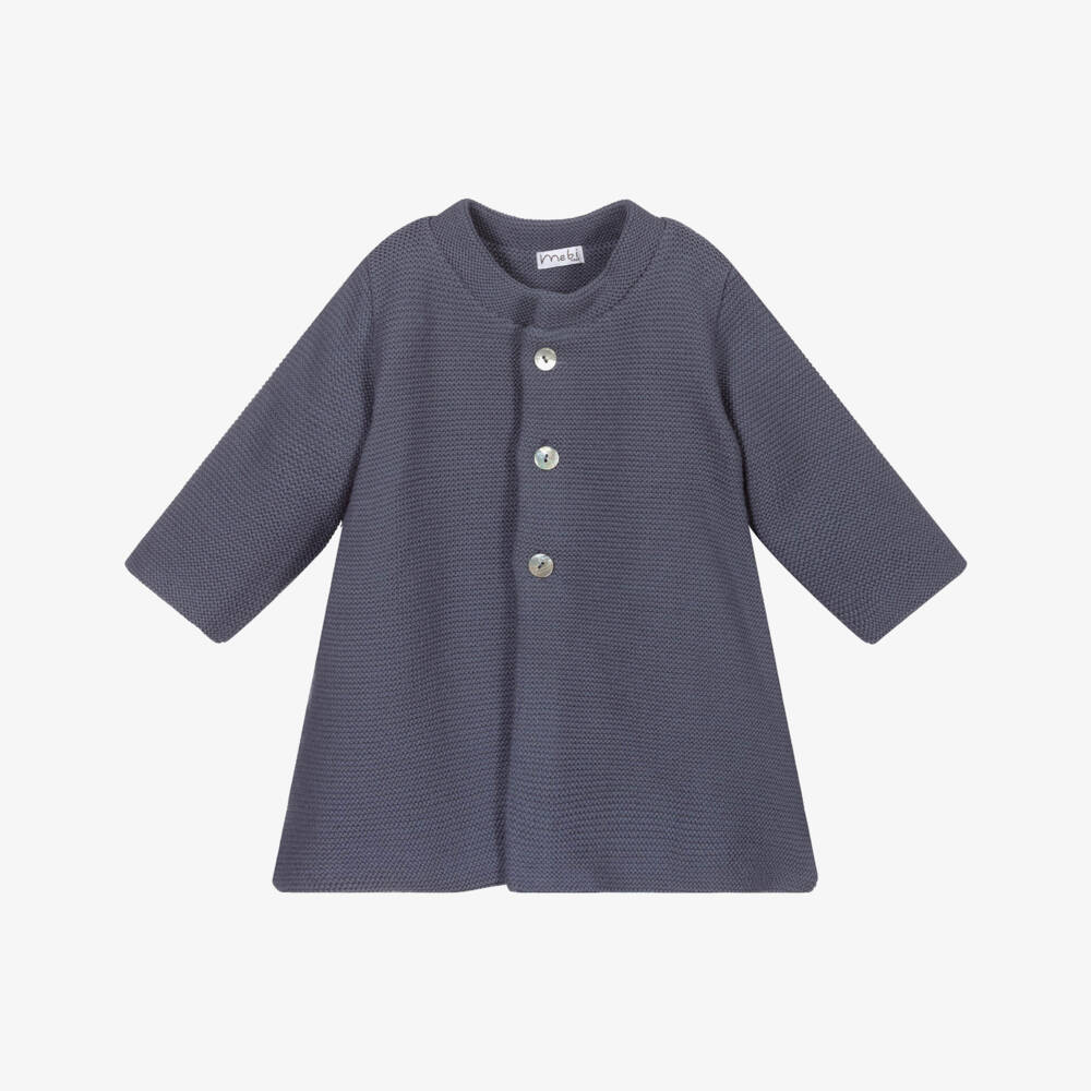 Mebi-Blue Knitted Baby Coat | Childrensalon Outlet