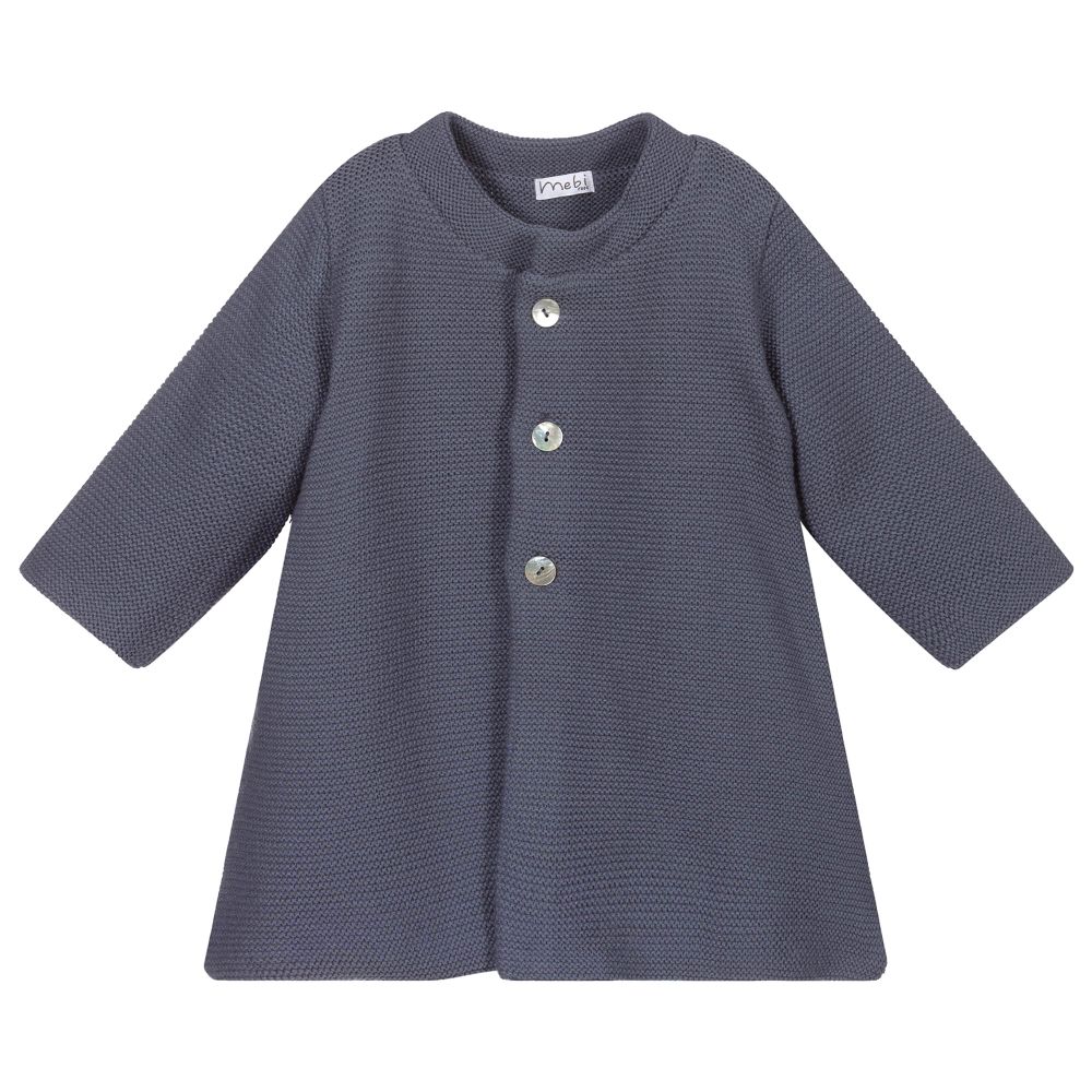 Mebi - Blue Knitted Baby Coat | Childrensalon