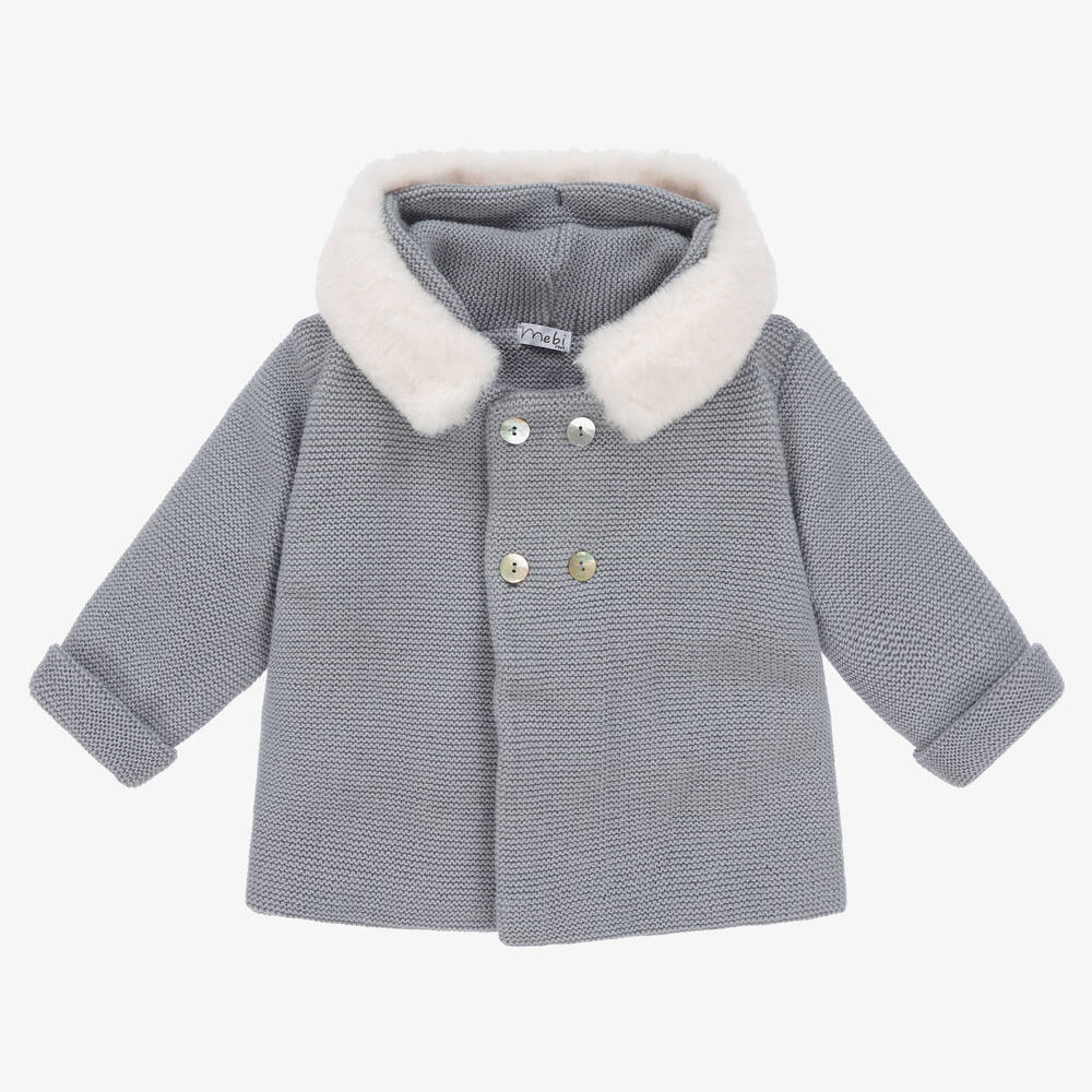 Mebi - Blue Knitted Baby Jacket | Childrensalon